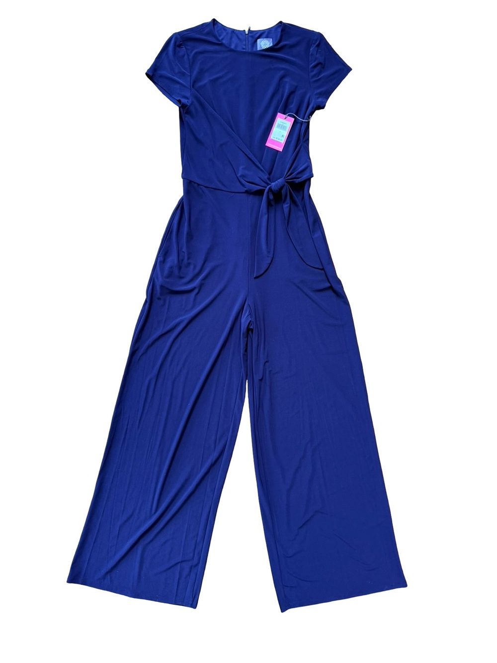 NWT Royal Blue Vince Camuto wide-leg Jumpsuit Romper with Tie Waist. Size 4